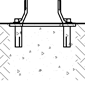 Diagram showing bike bollard installation with flanged surface mounting