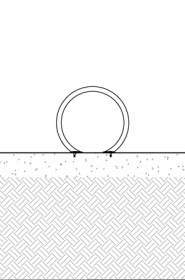 Diagram showing bike rack with flanged surface mounting
