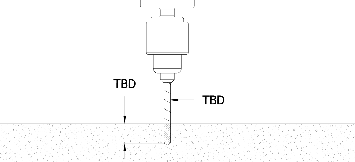 Diagram showing drill drilling into the concrete