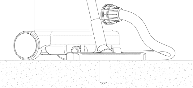Diagram showing a vacuum used to clean the drill holes