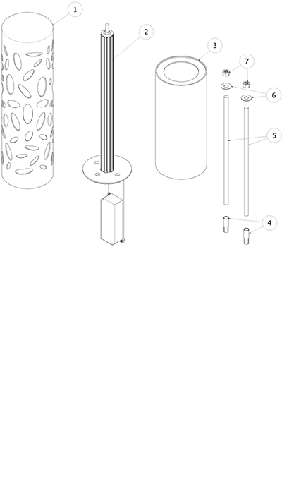 Diagram showing the parts of an AC Light bollard