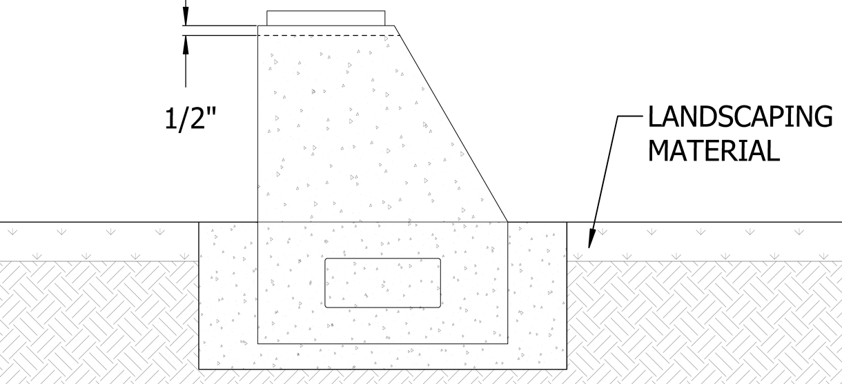 Diagram showing bollard embedded in concrete