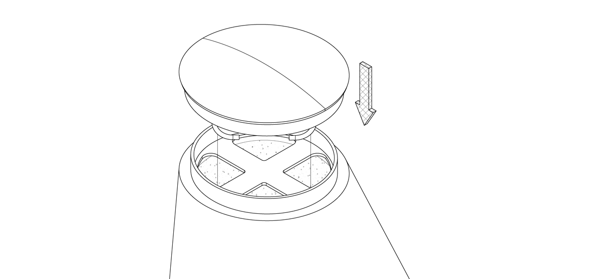 Diagram showing cap fitted onto bollard