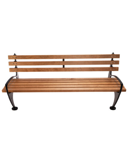 A studio shot from the front of the R-5526 St. Louis bench with a white background