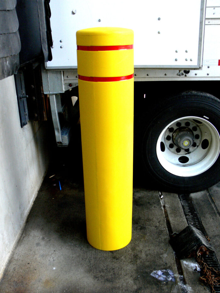 R-7155 plastic bollard cover with red reflective strips