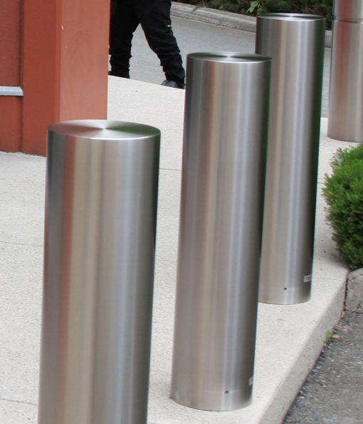 R-7307-EX stainless steel bollard covers in concrete