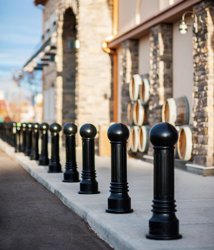 R-7592 decorative bollards in front of building