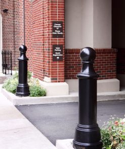 R-7595 decorative bollard guarding entranceway