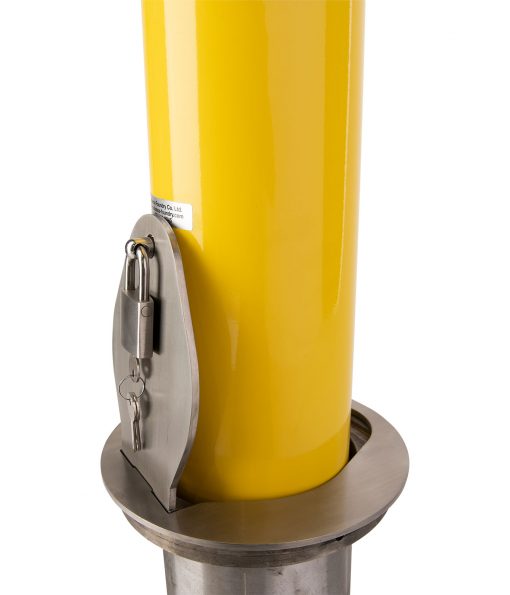 R-7912 steel bollard with removable mount with hinged lid