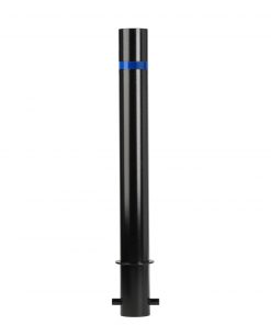 R-8460 stainless steel bollard in black with blue reflective strip