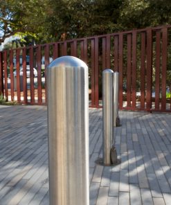 R-8902 stainless steel bollards outdoors