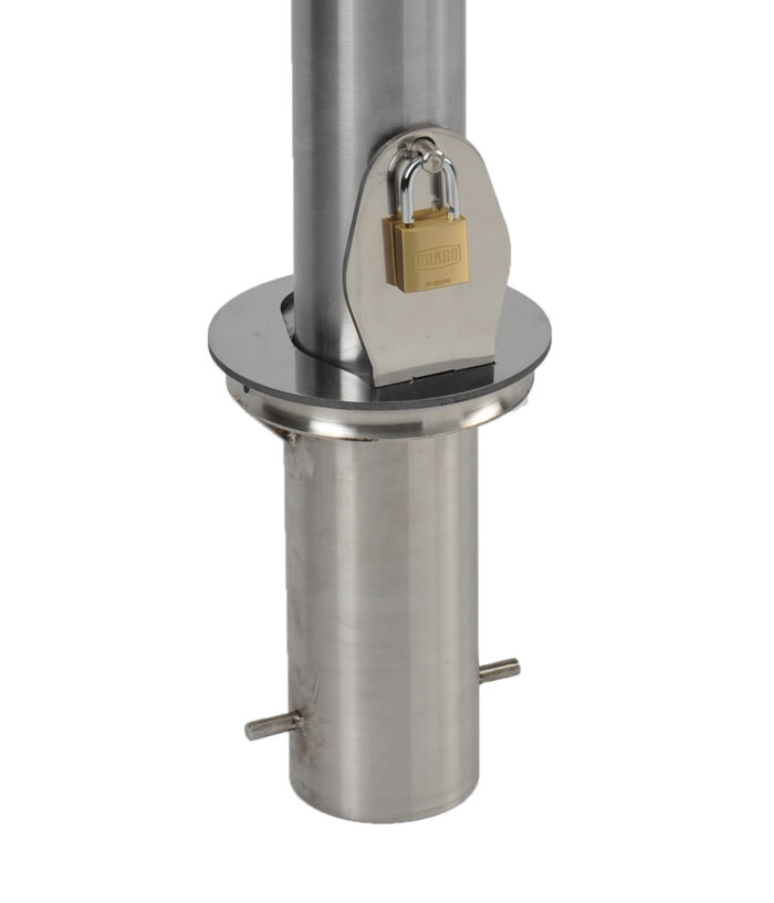 R-8904 stainless steel bike bollard's removable mount with hinged lid