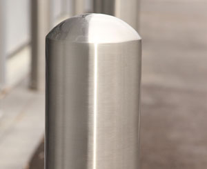 Close-up photo of stainless steel bollard