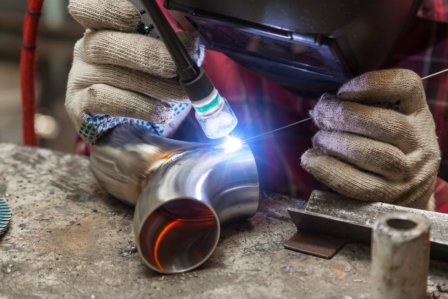 TIG welding a stainless steel exhaust pipe