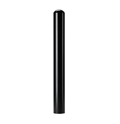 A black, slender bollard with a domed top