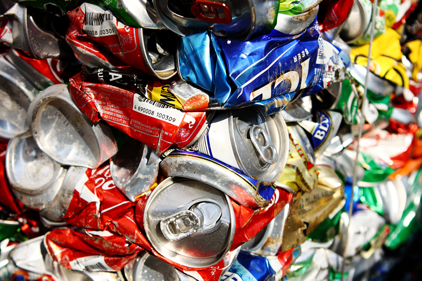 Crushed aluminum cans