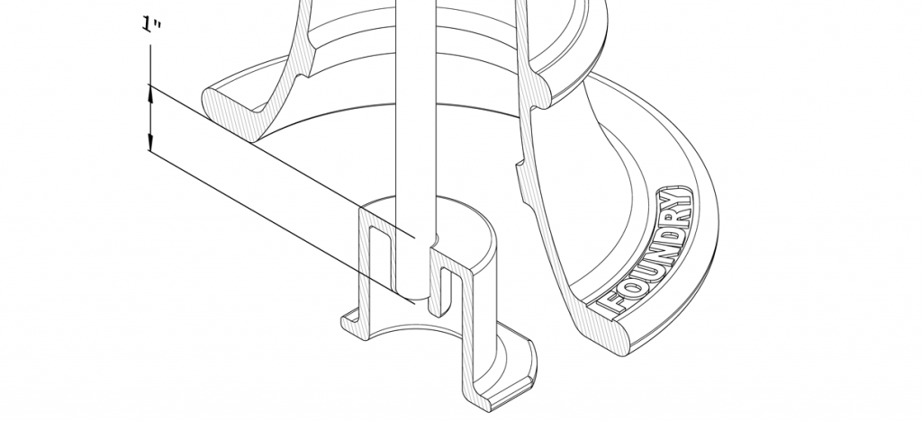 A diagram showing the threaded rod being lowered into the anchor casting below and then hand tightened until it is secure