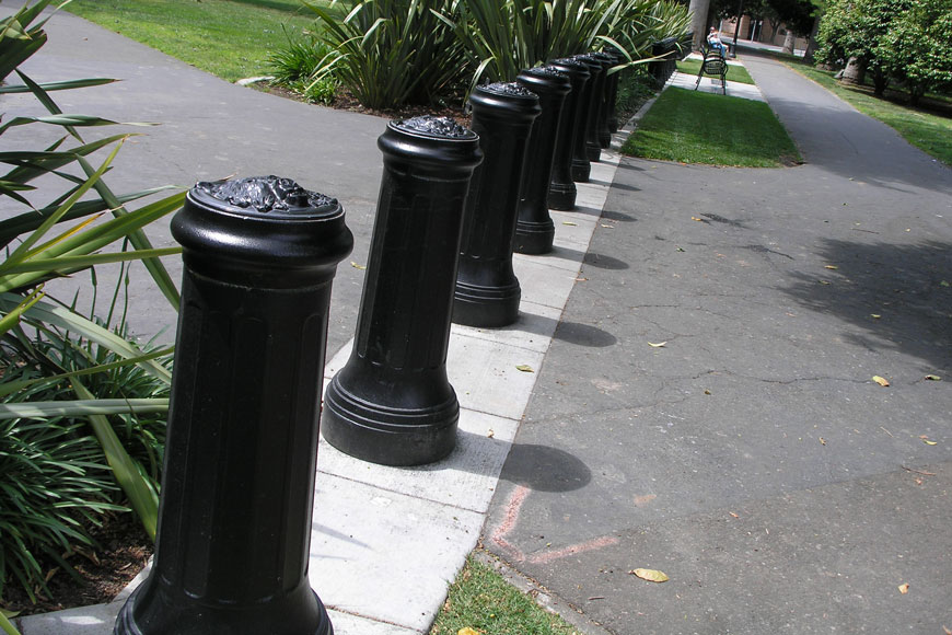 Sacramento’s custom bollards protect the entrance to the park around the California State Capitol.