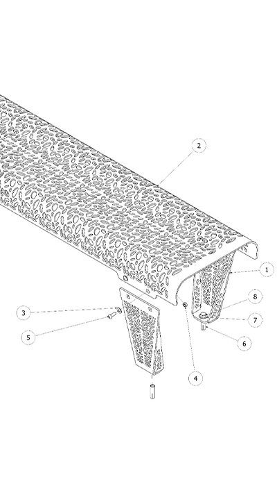 A diagram of the Newport bench showing placement of drop-in anchors