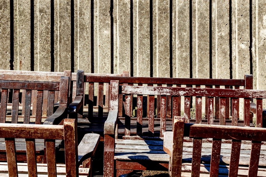 Decaying City of London benches