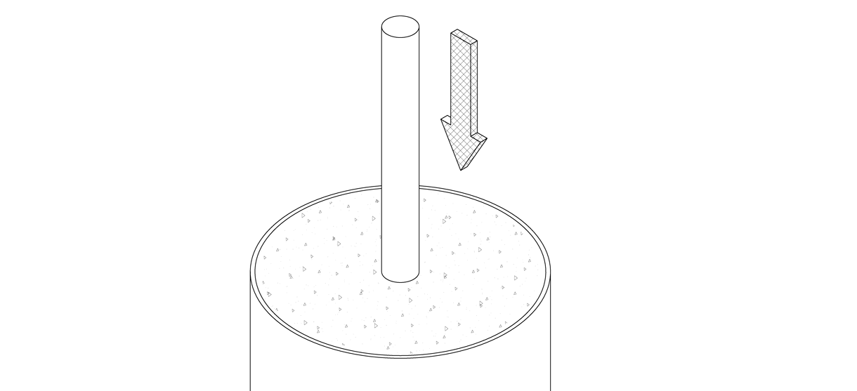 Diagram showing threaded rod going into drilled hole