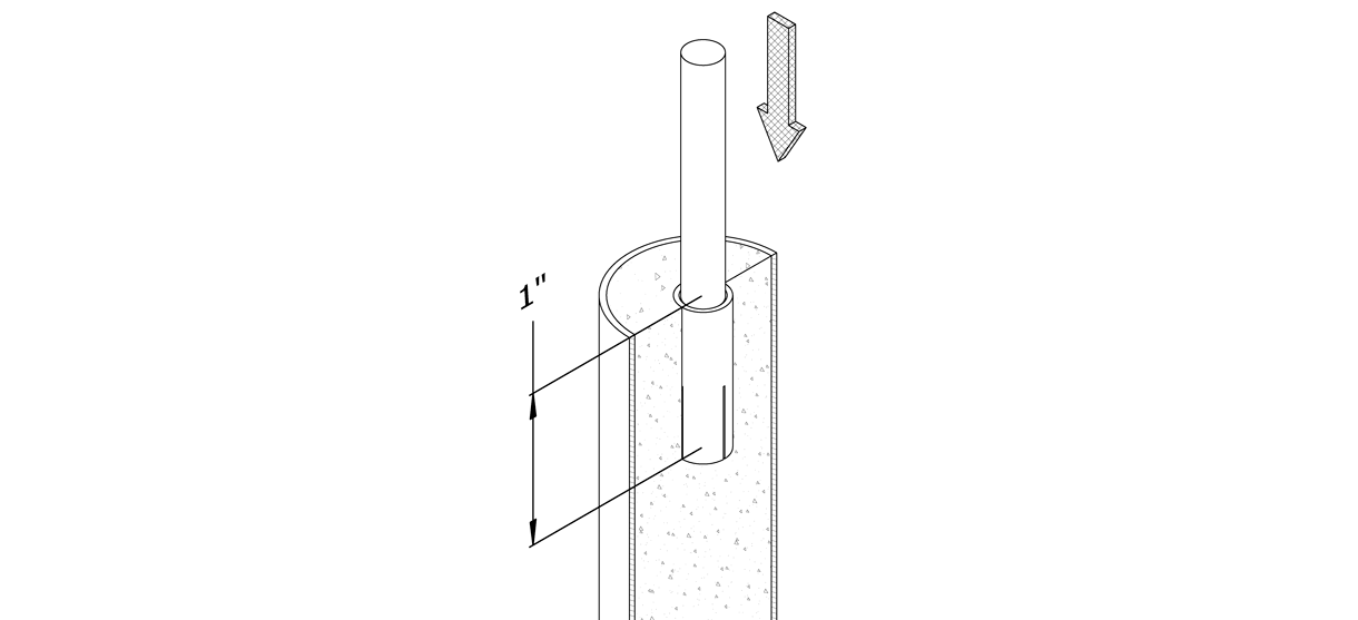 Diagram showing threaded rod tightened in drop-in concrete insert