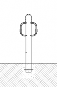 Diagram showing bike bollard installation with embedded mounting