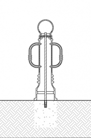 Diagram showing bike bollard installation using drop-in inserts