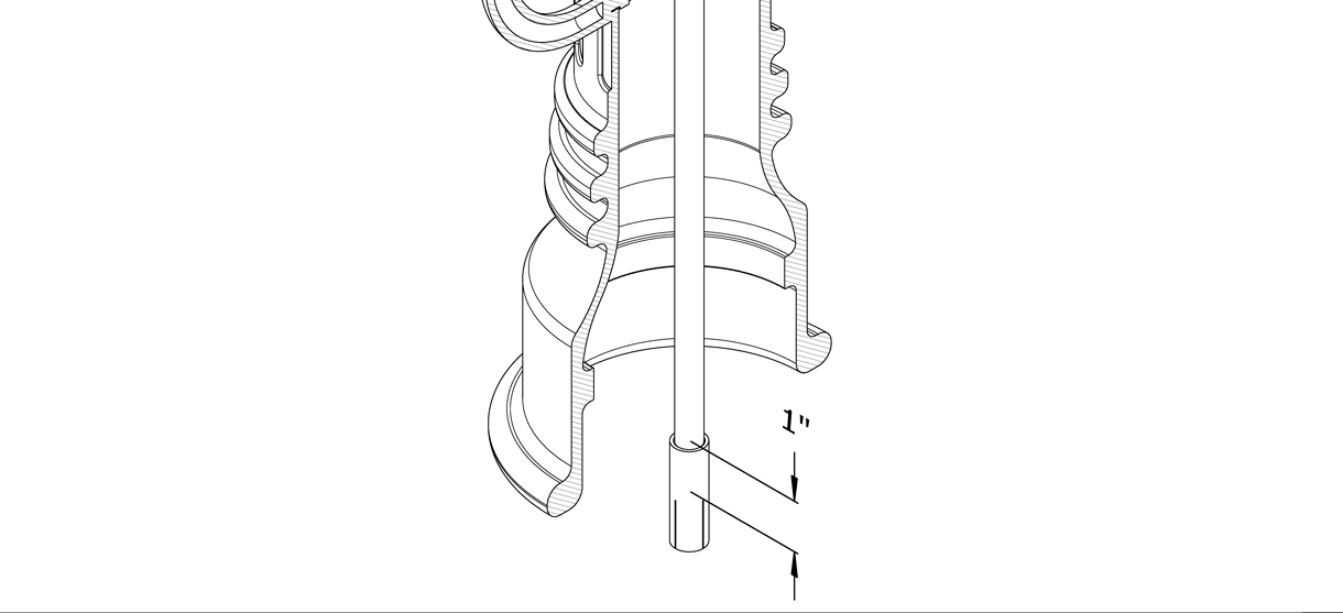 Diagram showing the threaded rod being tightened