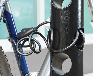 Cable lock is used to secure a bike