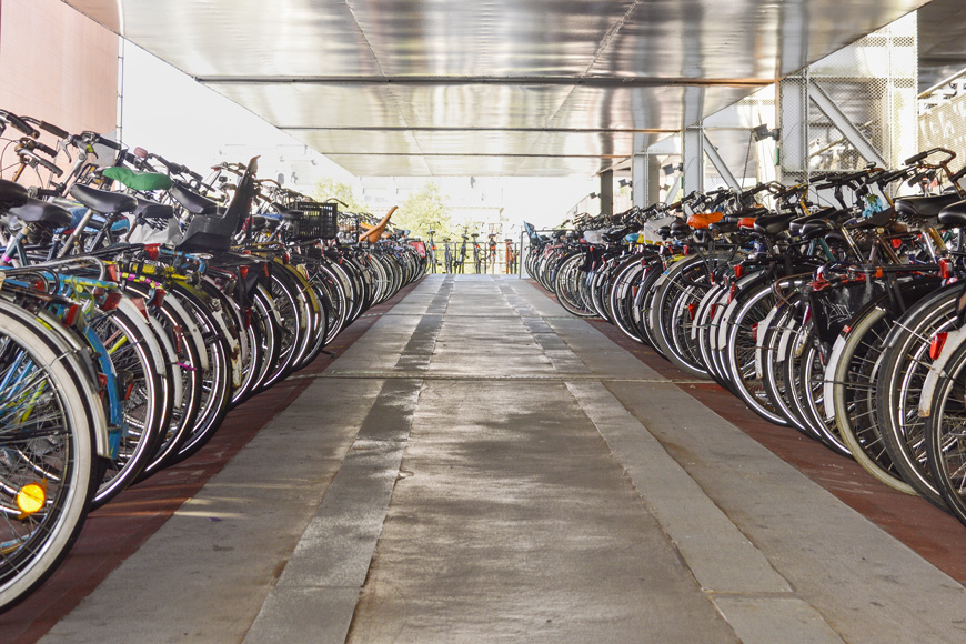 Large sheltered bike parking facility