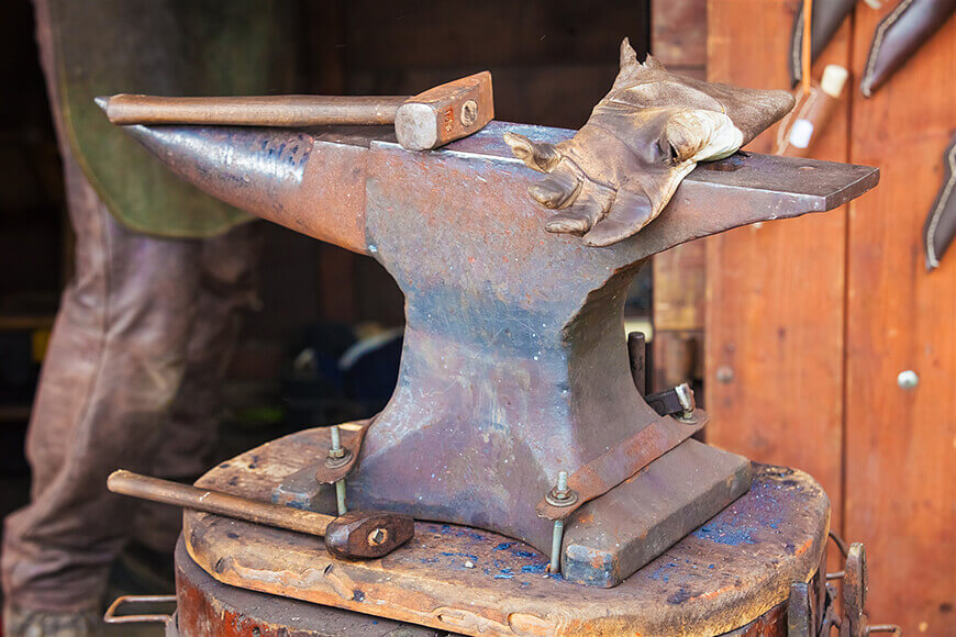 A blacksmith anvil is an extremely tough steel casting