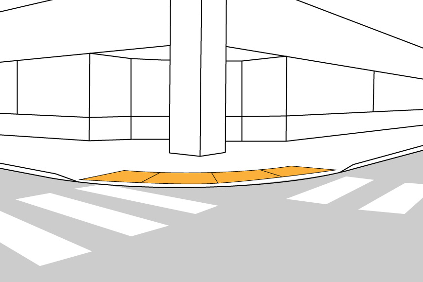 Blended transition at street corner diagram