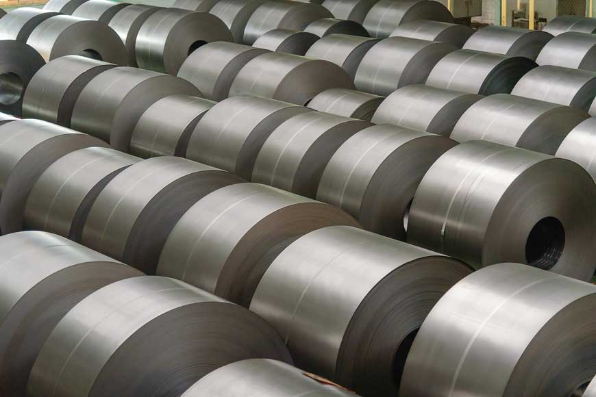 Stacks of cold rolled sheet steel coils