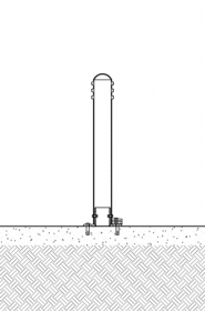 Diagram of a collapsible bollard with fold down mountings