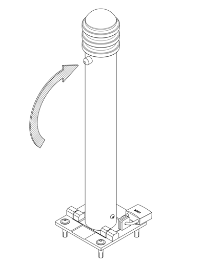 Diagram showing the padlock attached to the fold down base
