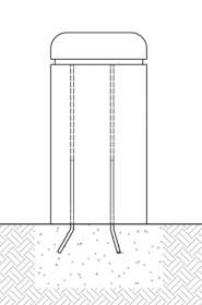 Diagram of a concrete bollard with steel rebars