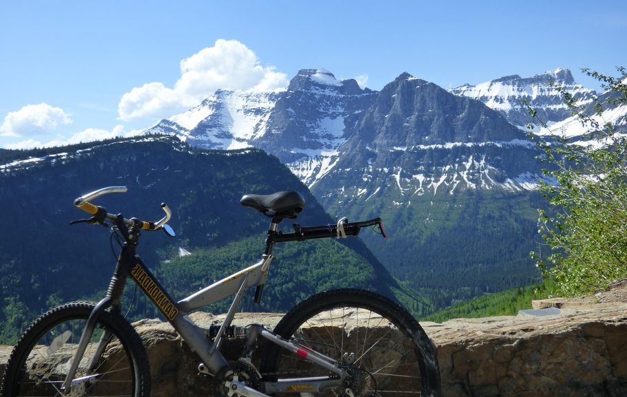 A bicycle at rest in Glacier National Park