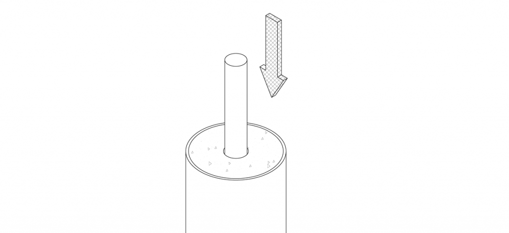 Threaded rod is shown inside the center of the pipe bollard with an allowance at the top