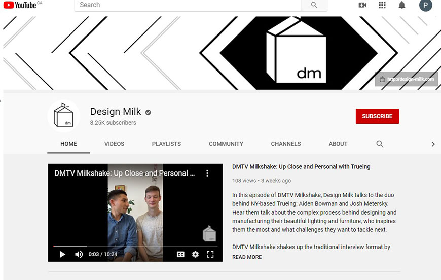 Design Milk Youtube image capture