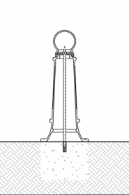 Diagram of decorative bollard installed with anchor castings in new concrete
