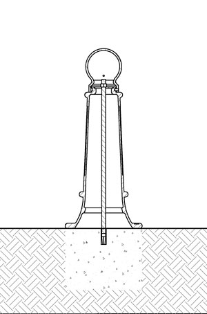 Diagram of decorative bollard using drop-in concrete insert