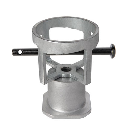 An economy mount for removable decorative bollards is a cage that holds a locking pin.