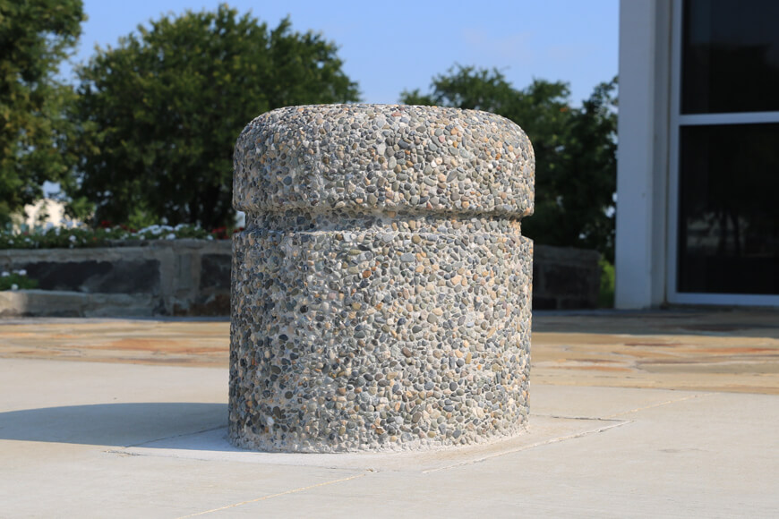Concrete bollard with exposed aggregate