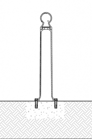 Diagram of decorative bollard installed with flanged surface mountings and drop-in inserts
