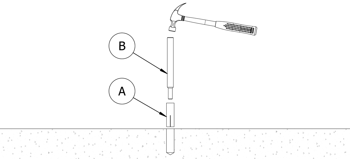 Diagram showing setting the concrete insert, labelled