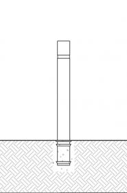 Diagram showing a flexible bollard with embedded mountings installed in new concrete