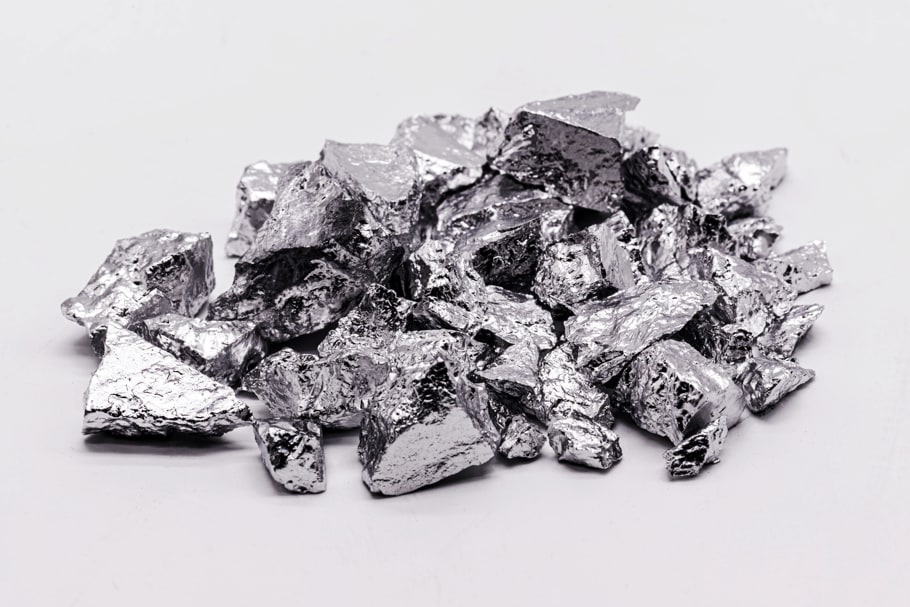 A closeup photo of high purity raw aluminum