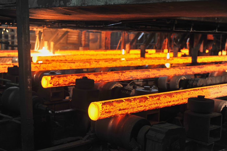 Hot steel billets from continuous casting machine