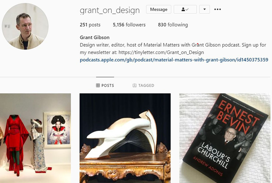 Grant on Design Instagram capture